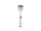 White gold Fancy Green Round Cut Diamond Solitaire Celtic Knot Ring with Four-Prong Setting_69