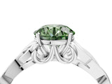 White gold Fancy Green Round Cut Diamond Solitaire Celtic Knot Ring with Four-Prong Setting_71