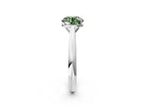 White gold Fancy Green Round Cut Diamond Solitaire Engagement Ring with Cathedral Setting and Four-Prong Mount_112