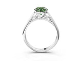 White gold Fancy Green Round Cut Diamond Solitaire Engagement Ring with Cathedral Setting and Four-Prong Mount_113