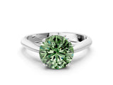 White gold Fancy Green Round Cut Diamond Solitaire Engagement Ring with Cathedral Setting and Four-Prong Mount_14