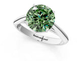 White gold Fancy Green Round Cut Diamond Solitaire Engagement Ring with Cathedral Setting and Four-Prong Mount_15