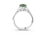 White gold Fancy Green Round Cut Diamond Solitaire Engagement Ring with Cathedral Setting and Four-Prong Mount_17