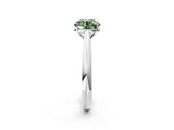 White gold Fancy Green Round Cut Diamond Solitaire Engagement Ring with Cathedral Setting and Four-Prong Mount_177