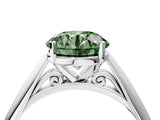 White gold Fancy Green Round Cut Diamond Solitaire Engagement Ring with Cathedral Setting and Four-Prong Mount_179