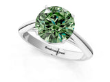 White gold Fancy Green Round Cut Diamond Solitaire Engagement Ring with Cathedral Setting and Four-Prong Mount_194