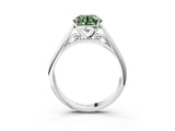 White gold Fancy Green Round Cut Diamond Solitaire Engagement Ring with Cathedral Setting and Four-Prong Mount_196