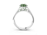 White gold Fancy Green Round Cut Diamond Solitaire Engagement Ring with Cathedral Setting and Four-Prong Mount_40