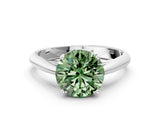 White gold Fancy Green Round Cut Diamond Solitaire Engagement Ring with Cathedral Setting and Four-Prong Mount_50