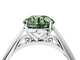 White gold Fancy Green Round Cut Diamond Solitaire Engagement Ring with Cathedral Setting and Four-Prong Mount_54