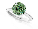 White gold Fancy Green Round Cut Diamond Solitaire Engagement Ring with Classic Band and Four-Prong Setting_100