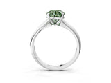 White gold Fancy Green Round Cut Diamond Solitaire Engagement Ring with Classic Band and Four-Prong Setting_102