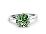 White gold Fancy Green Round Cut Diamond Solitaire Engagement Ring with Classic Band and Four-Prong Setting_12