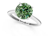 White gold Fancy Green Round Cut Diamond Solitaire Engagement Ring with Classic Band and Four-Prong Setting_13