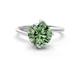 White gold Fancy Green Round Cut Diamond Solitaire Engagement Ring with Four-Prong Setting and Classic Band_20