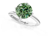 White gold Fancy Green Round Cut Diamond Solitaire Engagement Ring with Four-Prong Setting and Classic Band_21