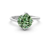 White gold Fancy Green Round Cut Diamond Solitaire Engagement Ring with Four-Prong Setting and Classic Band_32