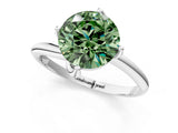 White gold Fancy Green Round Cut Diamond Solitaire Engagement Ring with Four-Prong Setting and Classic Band_33
