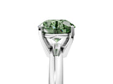White gold Fancy Green Round Cut Diamond Solitaire Engagement Ring with Round Band and Four-Prong Setting_278