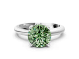 White gold Fancy Green Round Cut Diamond Solitaire Engagement Ring with Round Band and Four-Prong Setting_279
