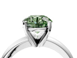 White gold Fancy Green Round Cut Diamond Solitaire Engagement Ring with Round Band and Four-Prong Setting_283