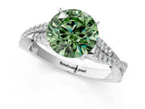 White gold Fancy Green Round Cut Diamond Solitaire Engagement Ring with Twisted Pavé Band and Four-Prong Setting_86