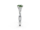 White gold Fancy Green Round Cut Diamond Solitaire Engagement Ring with Twisted Pavé Band and Four-Prong Setting_87