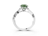White gold Fancy Green Round Cut Diamond Solitaire Engagement Ring with Twisted Pavé Band and Four-Prong Setting_88