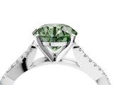 White gold Fancy Green Round Cut Diamond Solitaire Engagement Ring with Twisted Pavé Band and Four-Prong Setting_89