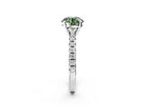White gold Fancy Green Round Cut Diamond Solitaire Pavé Engagement Ring with Round Band and Prong Setting_52