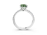 White gold Fancy Green Round Cut Diamond Solitaire Pavé Engagement Ring with Round Band and Prong Setting_53