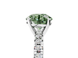 White gold Fancy Green Round Cut Diamond Solitaire Pavé Engagement Ring with Round Band and Prong Setting_55
