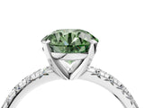 White gold Fancy Green Round Cut Diamond Solitaire Pavé Engagement Ring with Round Band and Prong Setting_60