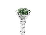 White gold Fancy Green Round Cut Diamond Solitaire Ring with Beaded Band and Prong Setting_397