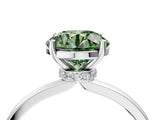 White gold Fancy Green Round Cut Diamond Solitaire Ring with Classic Band and Four-Prong Setting_4