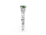 White gold Fancy Green Round Cut Diamond Solitaire Ring with Filigree Band and Four-Prong Setting_108
