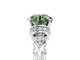 White gold Fancy Green Round Cut Diamond Solitaire Ring with Filigree Band and Four-Prong Setting_111