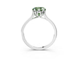 White gold Fancy Green Round Cut Diamond Solitaire Ring with Flower Prong Setting and Classic Band_159