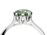 White gold Fancy Green Round Cut Diamond Solitaire Ring with Flower Prong Setting and Classic Band_160