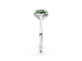 White gold Fancy Green Round Cut Diamond Solitaire Ring with Flower Prong Setting and Classic Band_22