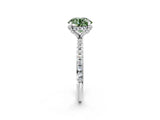 White gold Fancy Green Round Cut Diamond Solitaire Ring with Four-Prong Setting and Pavé Band_17