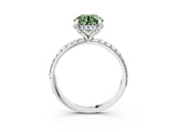 White gold Fancy Green Round Cut Diamond Solitaire Ring with Four-Prong Setting and Pavé Band_18