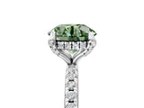 White gold Fancy Green Round Cut Diamond Solitaire Ring with Four-Prong Setting and Pavé Band_20