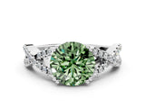 White gold Fancy Green Round Cut Diamond Solitaire Ring with Four-Prong Setting and Twisted Pavé Band_34