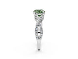White gold Fancy Green Round Cut Diamond Solitaire Ring with Four-Prong Setting and Twisted Pavé Band_36
