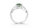 White gold Fancy Green Round Cut Diamond Solitaire Ring with Four-Prong Setting and Twisted Pavé Band_37