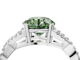 White gold Fancy Green Round Cut Diamond Solitaire Ring with Four-Prong Setting and Twisted Pavé Band_38