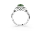 White gold Fancy Green Round Cut Diamond Solitaire Ring with Hidden Halo and Pavé Band_42