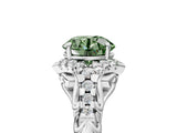 White gold Fancy Green Round Cut Diamond Solitaire Ring with Hidden Halo and Pavé Band_44