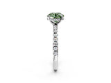 White gold Fancy Green Round Cut Diamond Solitaire Ring with Pavé Band and Four-Prong Setting_95